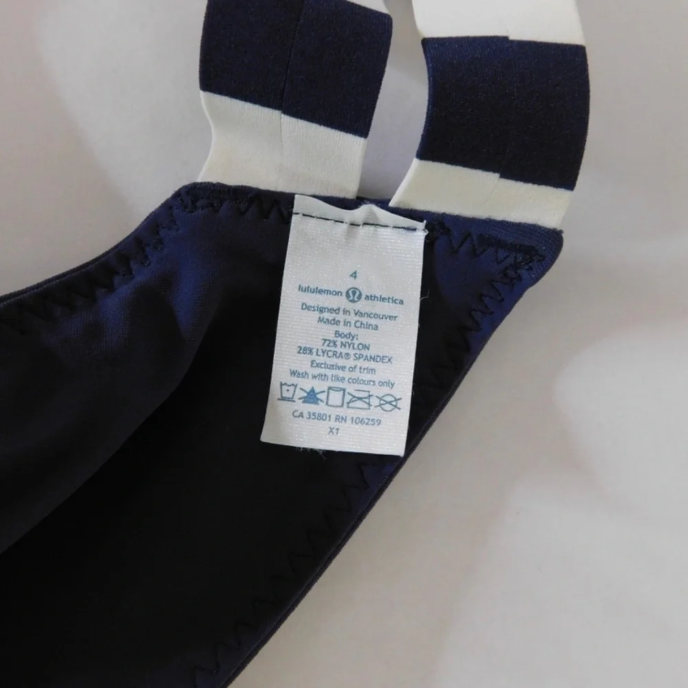 NWT!! LULULEMON Athletica Shanti Surf Bikini Bottoms Cadet Blue Stripe Size 4
